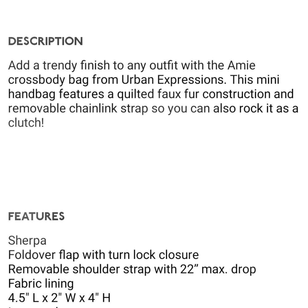 #URBAN EXPRESSIONS #Amie Sherpa Mini Crossbody in DARK TURQUOISE - Picture 16 of 16